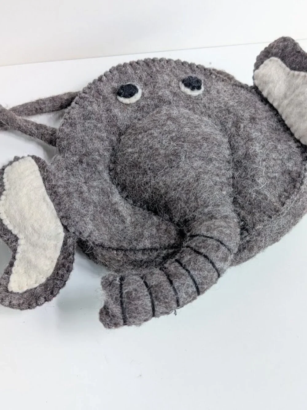 Handmade Brown Elephant Felt Crossbody Shoulder Bag Purse